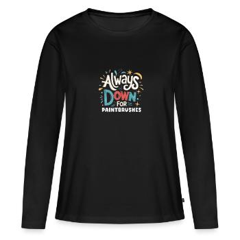 Toujours à la recherche de pinceaux Passionné d’art - T-shirt manches longues Premium bio Femme - noir - Devant - Julia (174cm)