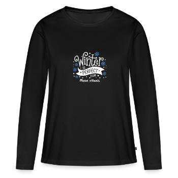 L’hiver est parfait pour les rituels de la lune - T-shirt manches longues Premium bio Femme - noir - Devant - Julia (174cm)