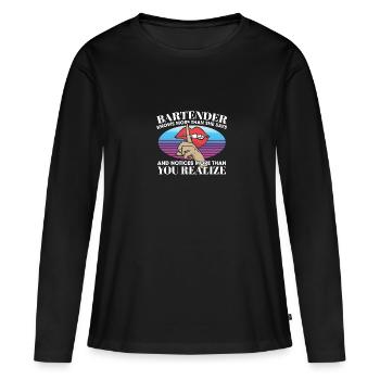 La barmaid en sait plus qu’elle ne le dit Remarque plus - T-shirt manches longues Premium bio Femme - noir - Devant - Julia (174cm)