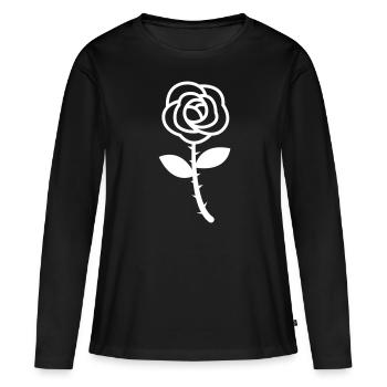 Fleur de rose - T-shirt manches longues Premium bio Femme - noir - Devant - Julia (174cm)