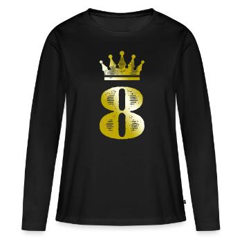 8 Chiffres Couronne Or - T-shirt manches longues Premium bio Femme - noir - Devant - Julia (174cm)