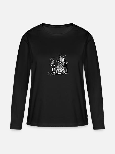 Dark sci-fi world with a single heroine - Women's Premium Organic Long Sleeve Shirt - black