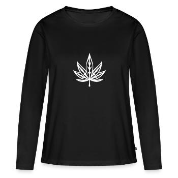 Feuille de chanvre Symbole de chanvre Weed Cannabis - T-shirt manches longues Premium bio Femme - noir - Devant - Julia (174cm)