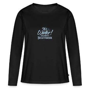 C’est l’hiver ! Temps de respiration et de relaxation - T-shirt manches longues Premium bio Femme - noir - Devant - Julia (174cm)
