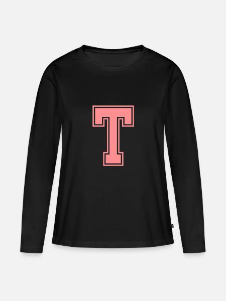 Buchstabe T - Frauen Premium Bio Langarmshirt - Schwarz