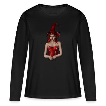 La sorcière - T-shirt manches longues Premium bio Femme - noir - Devant - Julia (174cm)