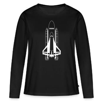 Space Shuttle Rakete Space Weltraum Raumfahrt - Frauen Premium Bio Langarmshirt - Schwarz - Vorne - Julia (174cm)