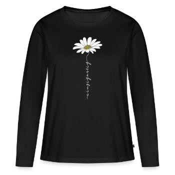 Unique, Unique, Unique, Marguerites - T-shirt manches longues Premium bio Femme - noir - Devant - Julia (174cm)