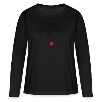 Uniporn head BY RF - T-shirt manches longues Premium bio Femme - noir - Devant - Julia (174cm)