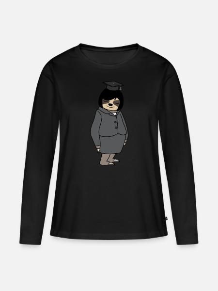 Abschluss Frauen Faultier Frau Doktorhut Bestanden - Frauen Premium Bio Langarmshirt - Schwarz