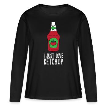 Ketchup - J’adore le ketchup - T-shirt manches longues Premium bio Femme - noir - Devant - Julia (174cm)