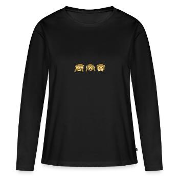 Ne rien voir, rien entendre, ne rien dire emoji - T-shirt manches longues Premium bio Femme - noir - Devant - Julia (174cm)