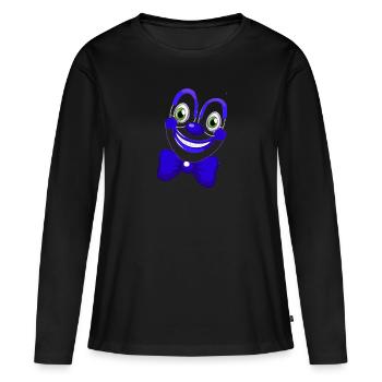 clown, carnaval, visage de clown, carnaval, helau, bleu - T-shirt manches longues Premium bio Femme - noir - Devant - Julia (174cm)