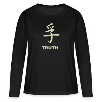 Caractères Vrai Chinois - T-shirt manches longues Premium bio Femme - noir - Devant - Julia (174cm)