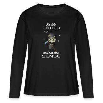 Bestatter | Leichenbestatter mit schwarzem Humor - Frauen Premium Bio Langarmshirt - Schwarz - Vorne - Julia (174cm)