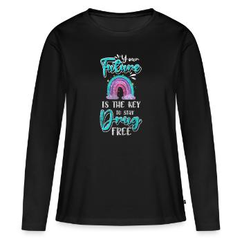Réhabilitation, nouvelle vie, redémarrage - T-shirt manches longues Premium bio Femme - noir - Devant - Julia (174cm)