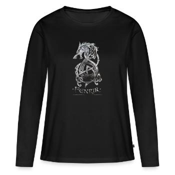 Fenrir Wolf - Design Walhalla à l’ancienne - T-shirt manches longues Premium bio Femme - noir - Devant - Julia (174cm)