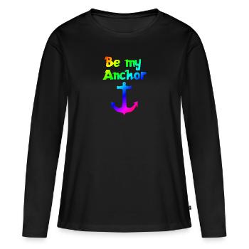Soyez mon point d’ancrage | | relationnelle Cher | Association - T-shirt manches longues Premium bio Femme - noir - Devant - Julia (174cm)