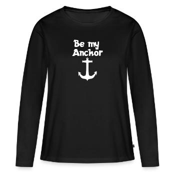 Soyez mon point d’ancrage | | relationnelle Cher | Association - T-shirt manches longues Premium bio Femme - noir - Devant - Julia (174cm)