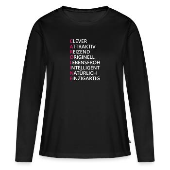 Caroline Name Geschenk - Frauen Premium Bio Langarmshirt - Schwarz - Vorne - Julia (174cm)