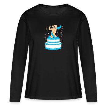 Striptease Überraschung Mann Nackt Junggesellen - Frauen Premium Bio Langarmshirt - Schwarz - Vorne - Julia (174cm)