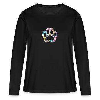 Patte de chien, patte, empreinte de patte - T-shirt manches longues Premium bio Femme - noir - Devant - Julia (174cm)
