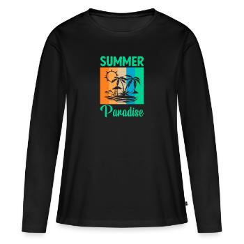 Paradis d’été - T-shirt manches longues Premium bio Femme - noir - Devant - Julia (174cm)