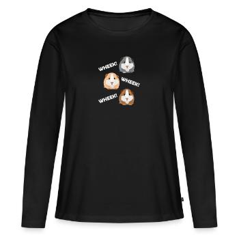 Trois cochons d'Inde mignons - cadeau - wheek wheek - T-shirt manches longues Premium bio Femme - noir - Devant - Julia (174cm)
