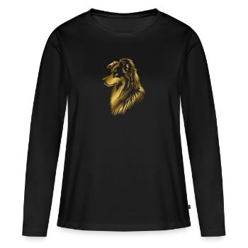 Hütehund gold - Frauen Premium Bio Langarmshirt - Schwarz - Vorne - Julia (174cm)