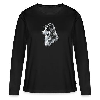 Chien de troupeau argent - T-shirt manches longues Premium bio Femme - noir - Devant - Julia (174cm)