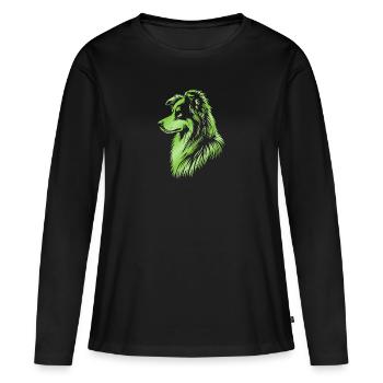 Chien de troupeau vert - T-shirt manches longues Premium bio Femme - noir - Devant - Julia (174cm)