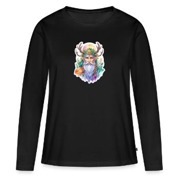 Aquarelles de druide - T-shirt manches longues Premium bio Femme - noir - Devant - Julia (174cm)