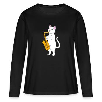 Saxophoniste saxophoniste - T-shirt manches longues Premium bio Femme - noir - Devant - Julia (174cm)