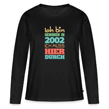 2002 - Frauen Premium Bio Langarmshirt - Schwarz - Vorne - Julia (174cm)