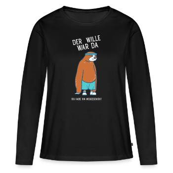 Faultier - Der Wille War Da - Frauen Premium Bio Langarmshirt - Schwarz - Vorne - Julia (174cm)