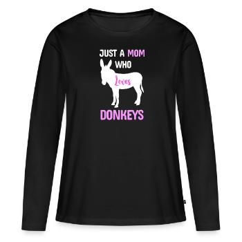 Maman âne - T-shirt manches longues Premium bio Femme - noir - Devant - Julia (174cm)