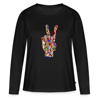 la paix mondiale sur la paix mondiale de la terre sur la terre love30 - T-shirt manches longues Premium bio Femme - noir - Devant - Julia (174cm)