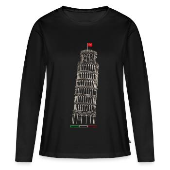 Tour penchée de Pise - T-shirt manches longues Premium bio Femme - noir - Devant - Julia (174cm)