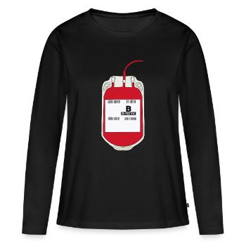 Poche de sang B positive - T-shirt manches longues Premium bio Femme - noir - Devant - Julia (174cm)