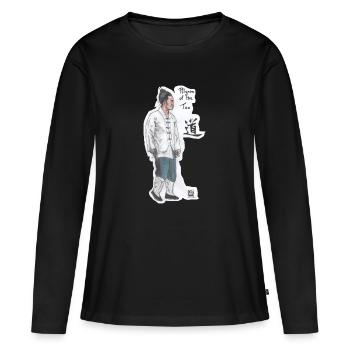 Tao way - T-shirt manches longues Premium bio Femme - noir - Devant - Julia (174cm)