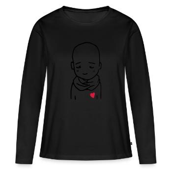 Garçon timide - T-shirt manches longues Premium bio Femme - noir - Devant - Julia (174cm)