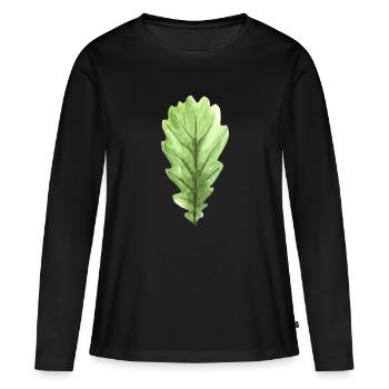 Feuille d'un chêne - T-shirt manches longues Premium bio Femme - noir - Devant - Julia (174cm)