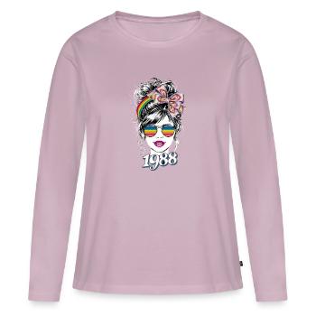 Stylische Retro 1988 Regenbogen-Sonnenbrille - Frauen Premium Bio Langarmshirt - Altrosa - Vorne - Julia (174cm)