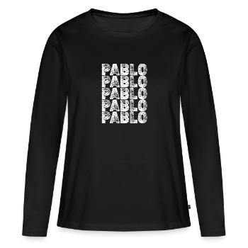 Cadeau pour Pablo - T-shirt manches longues Premium bio Femme - noir - Devant - Julia (174cm)