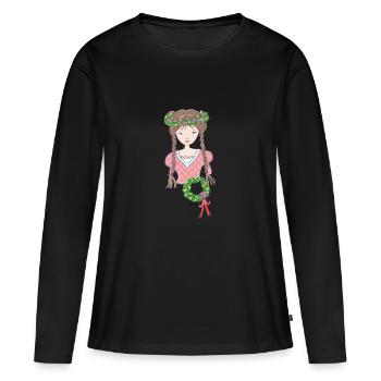 La fille de fleur brun Moyen Age - T-shirt manches longues Premium bio Femme - noir - Devant - Julia (174cm)