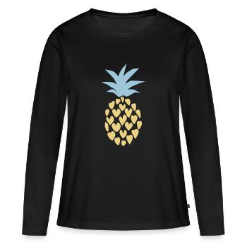 Ananas - ananas-amant - T-shirt manches longues Premium bio Femme - noir - Devant - Julia (174cm)