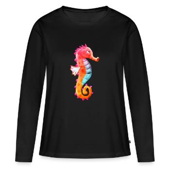 hippocampe - T-shirt manches longues Premium bio Femme - noir - Devant - Julia (174cm)