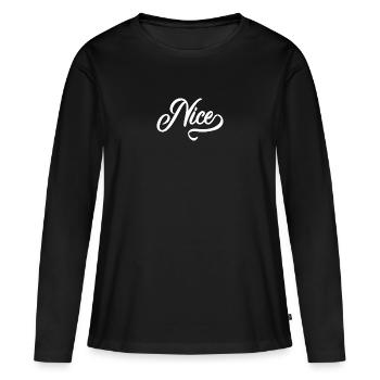 Nice vintage - T-shirt manches longues Premium bio Femme - noir - Devant - Julia (174cm)