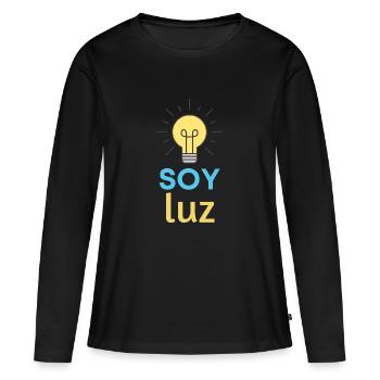 JE SUIS LUMIÈRE - T-shirt manches longues Premium bio Femme - noir - Devant - Julia (174cm)