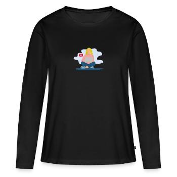 Des filles sur l’ordinateur portable - T-shirt manches longues Premium bio Femme - noir - Devant - Julia (174cm)